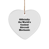 Aircraft Mechanic Gifts from Men to Coolest Pilot Heart Ornament, 'Officially The World's Coolest Aircraft Mechanic' Quote, Christmas Unique Gifts for Him - Image 1